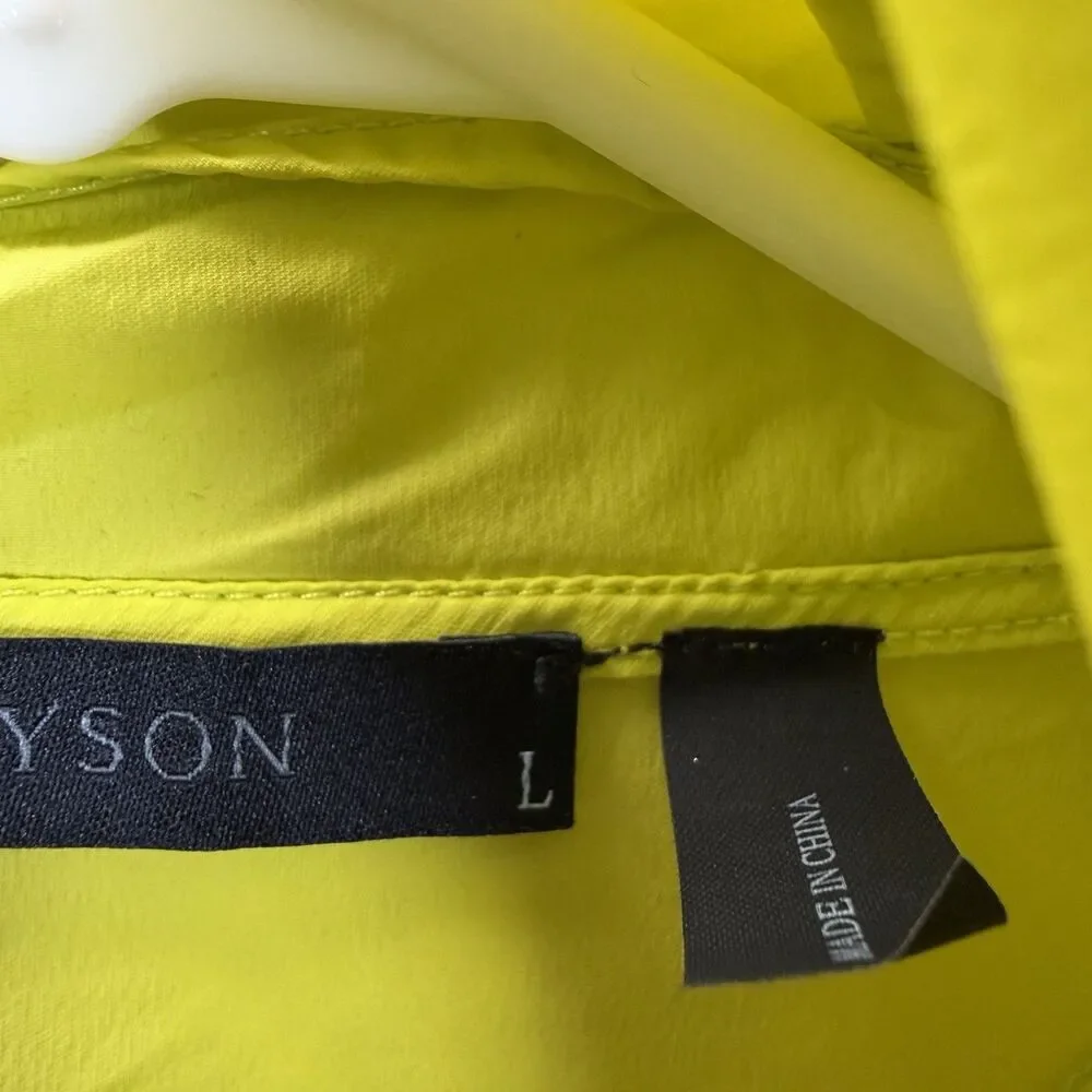 Greyson Newago Pac Lite Hooded Jacket Mens Large Yellow 1/4 Zip Packable Golf